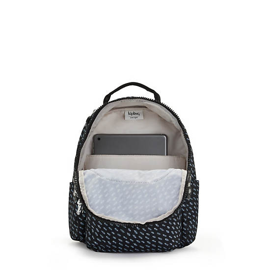 Kipling Seoul Small Printed Tablet Rugzak Zwart | BE 1612BE